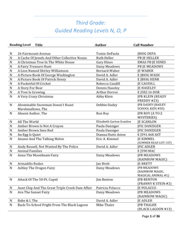 Third Grade: Guided Reading Levels N, O, P