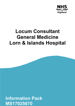 Locum Consultant General Medicine Lorn & Islands Hospital