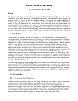 Helical Turbine and Fish Safety