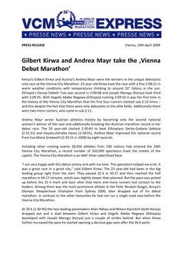 Gilbert Kirwa and Andrea Mayr Take the ,Vienna Debut Marathon'