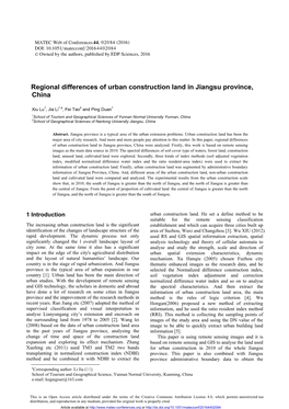 Regional Differences of Urban Construction Land in Jiangsu Province, China