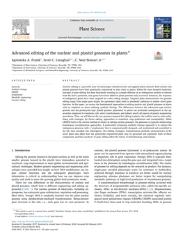 Advanced Editing of the Nuclear and Plastid Genomes in Plants T ⁎ Agnieszka A