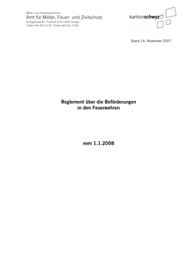 Reglement Über Die Beförderungen in Den Feuerwehren Vom 1.1.2008