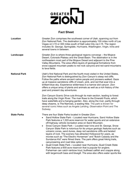 Greater Zion Fact Sheet