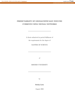 Predictability of Geomagnetically Induced Currents Using Neural Networks