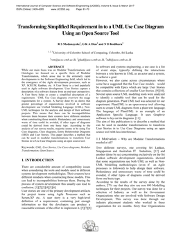 Transforming Simplified Requirement in to a UML Use Case Diagram Using an Open Source Tool