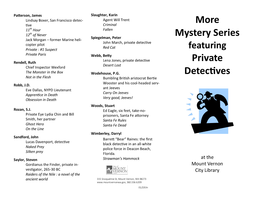 Mystery Series Private Detectives