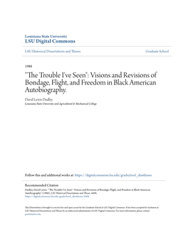 Visions and Revisions of Bondage, Flight, and Freedom in Black American Autobiography