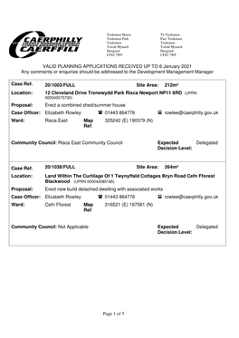 Page 1 of 5 VALID PLANNING APPLICATIONS RECEIVED up TO