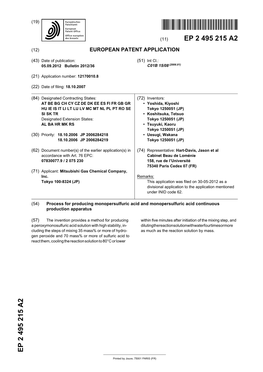 Process for Producing Monopersulfuric Acid and Monopersulfuric Acid Continuous Production Apparatus