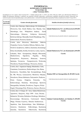 INFORMACJA KOMISARZA WYBORCZEGO W SŁUPSKU III Z Dnia 7 Kwietnia 2020 R