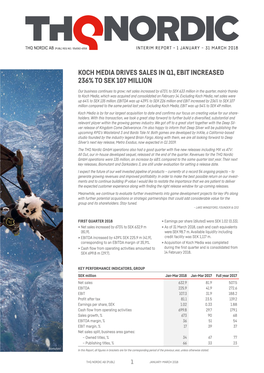 Koch Media Drives Sales in Q1, Ebit Increased 236% to Sek 107 Million