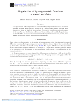 Singularities of Hypergeometric Functions in Several Variables