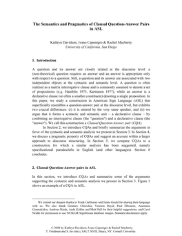 The Semantics and Pragmatics of Clausal Question-Answer Pairs in ASL!