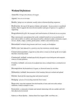 Wetland Definitions