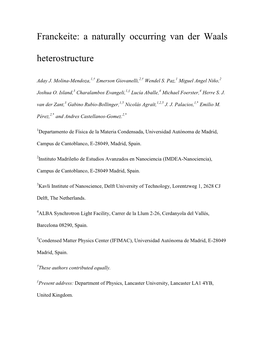 Franckeite: a Naturally Occurring Van Der Waals Heterostructure