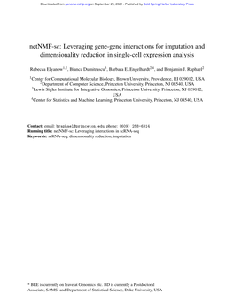 Netnmf-Sc: Leveraging Gene-Gene Interactions for Imputation and Dimensionality Reduction in Single-Cell Expression Analysis