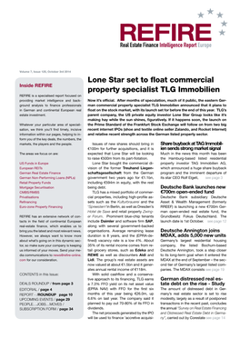 Lone Star Set to Float Commercial Property Specialist TLG Immobilien