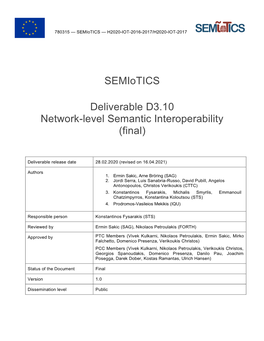 D3.10 Network-Level Semantic Interoperability (Final)