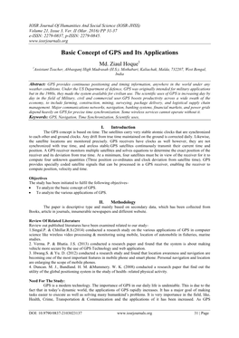 Basic Concept of GPS and Its Applications