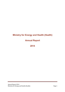 Ministry for Energy and Health (Health) Annual Report 2014