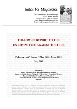 Follow-Up Report to the Un Committee Against Torture