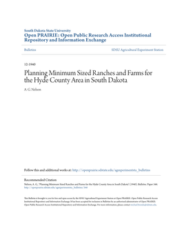 Planning Minimum Sized Ranches and Farms for the Hyde County Area in South Dakota A