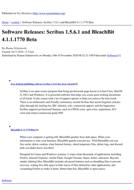 Scribus 1.5.6.1 and Bleachbit 4.1.1.1770 Beta