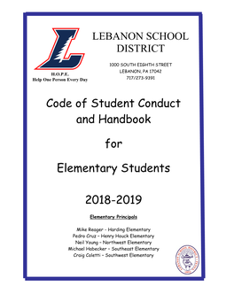 Code of Student Conduct and Handbook for Elementary Students