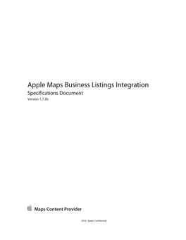 Apple Maps Business Listings Integration Specifications Document Version 1.7.3B