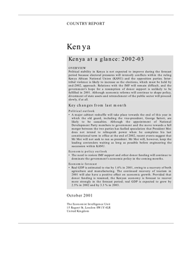 Kenya at a Glance: 2002-03