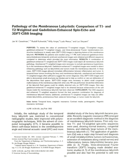 Pathology of the Membranous Labyrinth: Comparison of T 1- and T2-Weighted and Gadolinium-Enhanced Spin-Echo and 3DFT-CISS Imaging