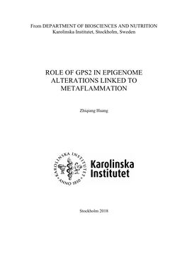 Role of Gps2 in Epigenome Alterations Linked to Metaflammation