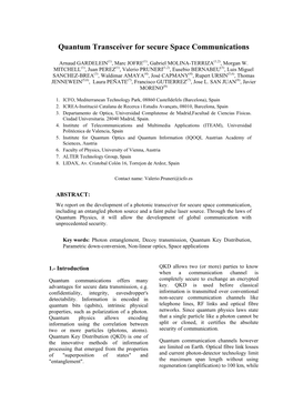 Quantum Transceiver for Secure Space Communications