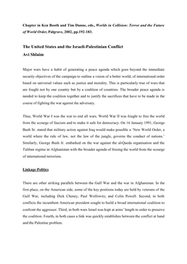 The United States and the Israeli-Palestinian Conflict Avi Shlaim