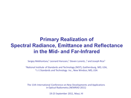 Primary Realization of Spectral Radiance, Emittance and Reflectance in the Mid- and Far-Infrared