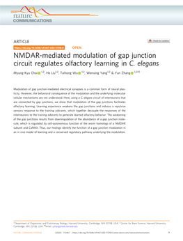 NMDAR-Mediated Modulation of Gap Junction Circuit Regulates Olfactory Learning in C