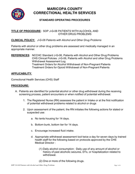 SOP Patients with Alcohol and Other Drug