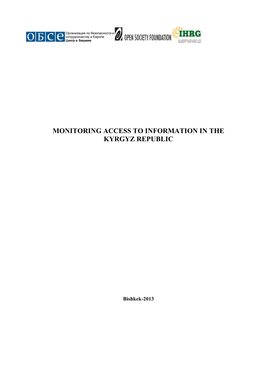 Monitoring Access to Information in the Kyrgyz Republic