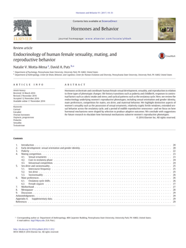 Endocrinology of Human Female Sexuality, Mating, and Reproductive Behavior