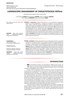 Laparoscopic Management of Cholecystocolic Fistula