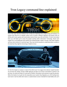 Tron Legacy Command Line Explained