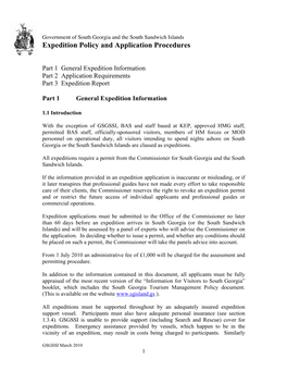 Expedition Policy and Application Procedures