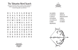 The Telmarine Word Search Find and Circle These Prince Caspian Words and Phrases Hidden in the Puzzle