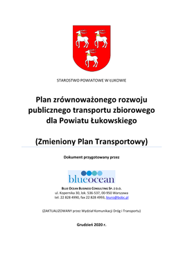Plan Zrównoważonego Rozwoju Publicznego Transportu Zbiorowego Dla Powiatu Łukowskiego