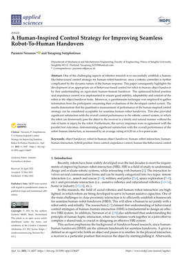 A Human-Inspired Control Strategy for Improving Seamless Robot-To-Human Handovers