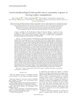 Larval and Phenological Traits Predict Insect Community Response to Mowing Regime Manipulations