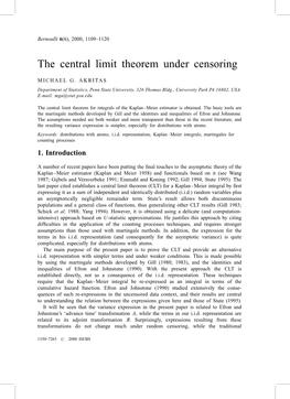 The Central Limit Theorem Under Censoring