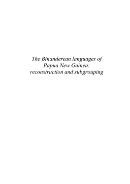 The Binanderean Languages of Papua New Guinea: Reconstruction and Subgrouping
