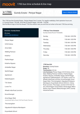 170G Bus Time Schedule & Line Route